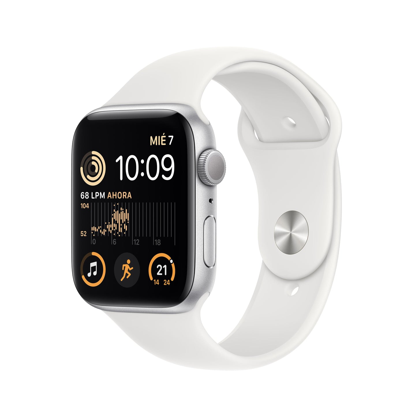 Apple Watch SE (GPS) - Caja de aluminio en plata de 44 mm - Correa deportiva blanca - Talla única - Rossellimac