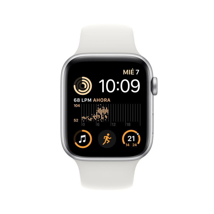 Apple Watch SE (GPS) - Caja de aluminio en plata de 44 mm - Correa deportiva blanca - Talla única - Rossellimac