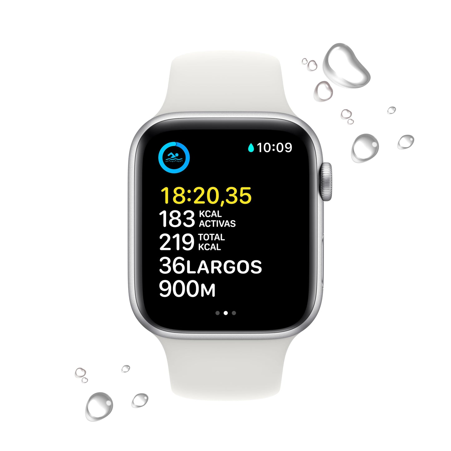 Apple Watch SE (GPS) - Caja de aluminio en plata de 44 mm - Correa deportiva blanca - Talla única - Rossellimac