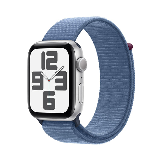 Apple Watch SE (GPS) - Caja de aluminio en plata de 44 mm - Correa Loop deportiva azul invierno