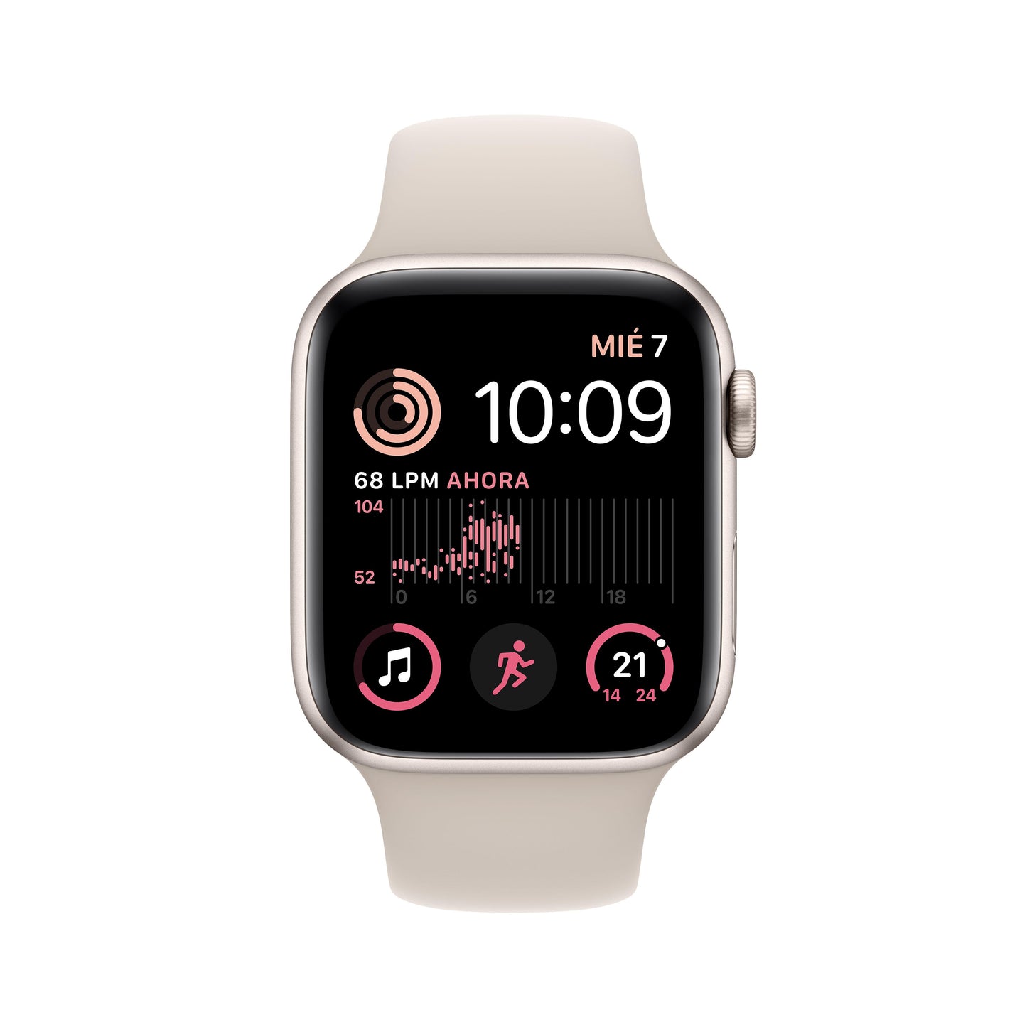 Apple Watch SE (GPS) - Caja de aluminio en blanco estrella de 44 mm - Correa deportiva blanco estrella - Talla única