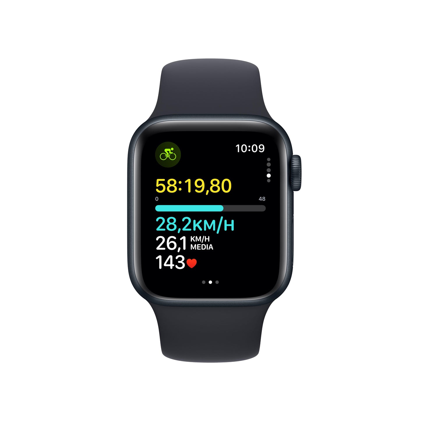 Apple Watch SE (GPS + Cellular) - Caja de aluminio en color medianoche de 40 mm - Correa deportiva color medianoche - Talla M/L