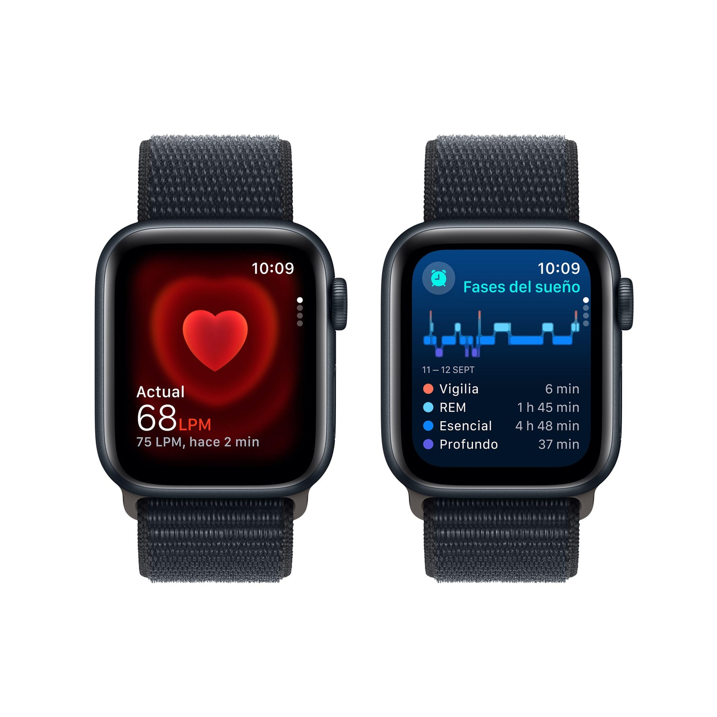 Apple Watch SE (GPS + Cellular) - Caja de aluminio en color medianoche de 40 mm - Correa Loop deportiva color medianoche