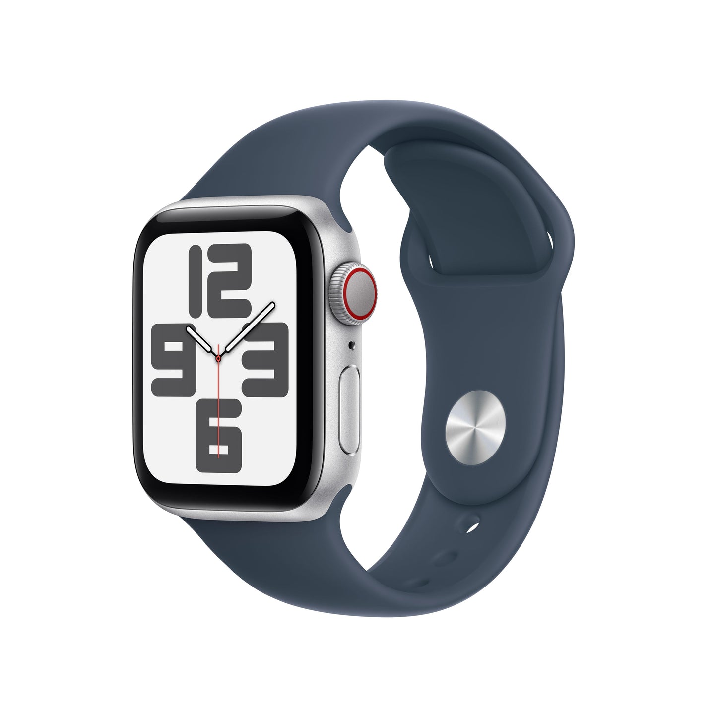 Apple Watch SE (GPS + Cellular) - Caja de aluminio en plata de 40 mm - Correa deportiva azul tempestad - Talla M/L