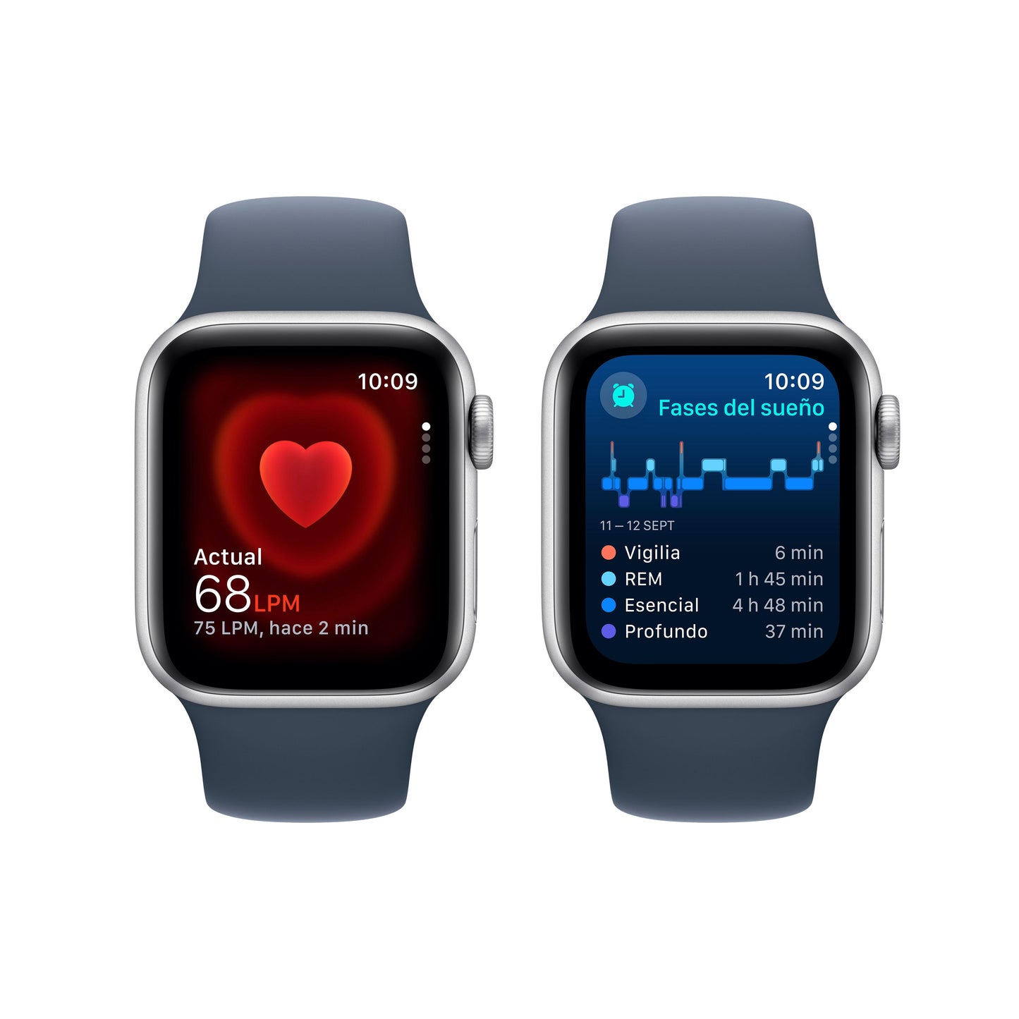 Apple Watch SE (GPS + Cellular) - Caja de aluminio en plata de 40 mm - Correa deportiva azul tempestad - Talla M/L - Rossellimac