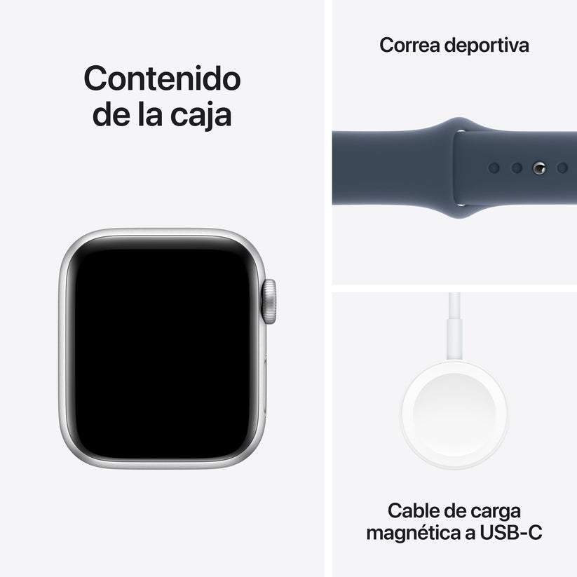 Apple Watch SE (GPS + Cellular) - Caja de aluminio en plata de 40 mm - Correa deportiva azul tempestad - Talla M/L - Rossellimac