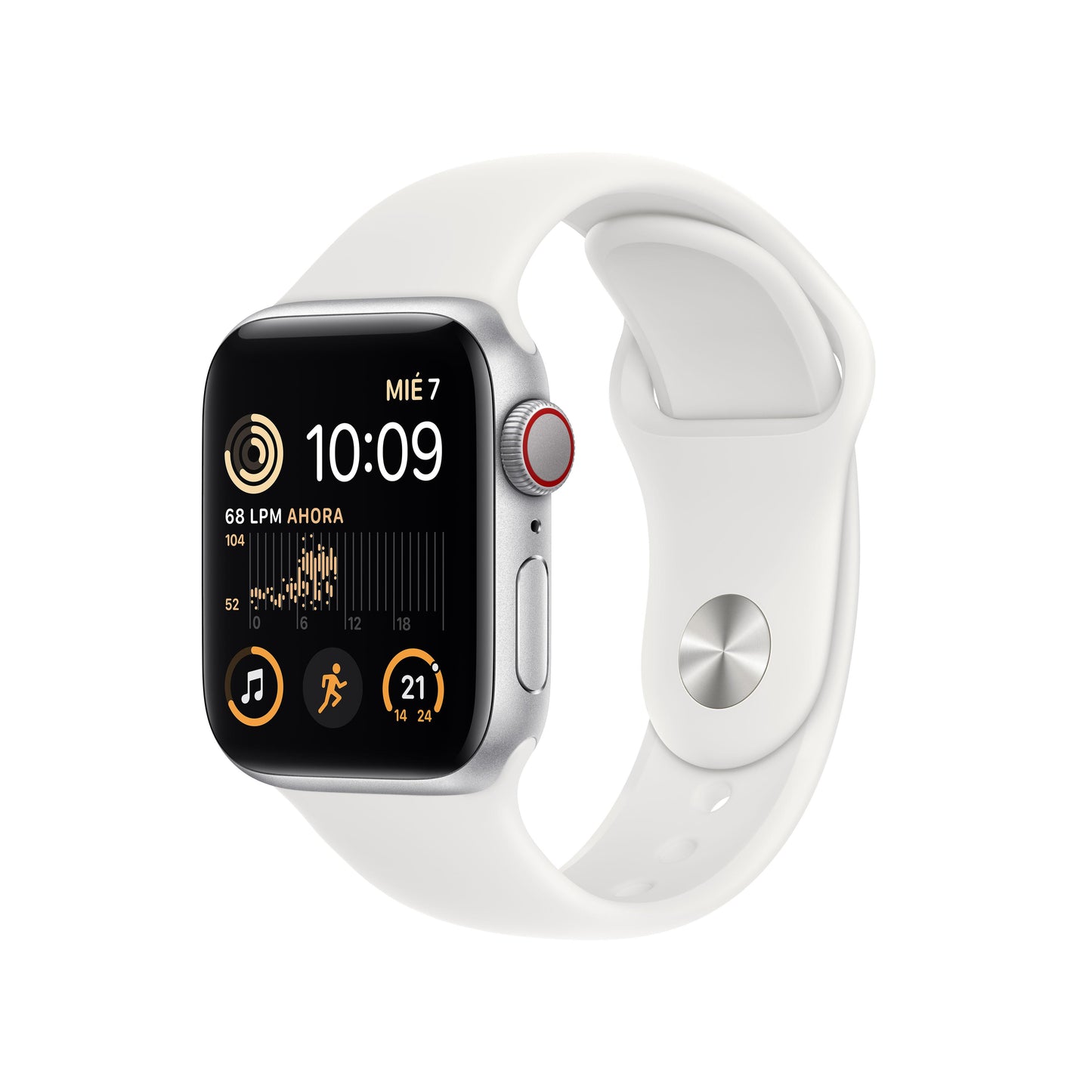 Apple Watch SE (GPS + Cellular) - Caja de aluminio en plata de 40 mm - Correa deportiva blanca - Talla única - Rossellimac