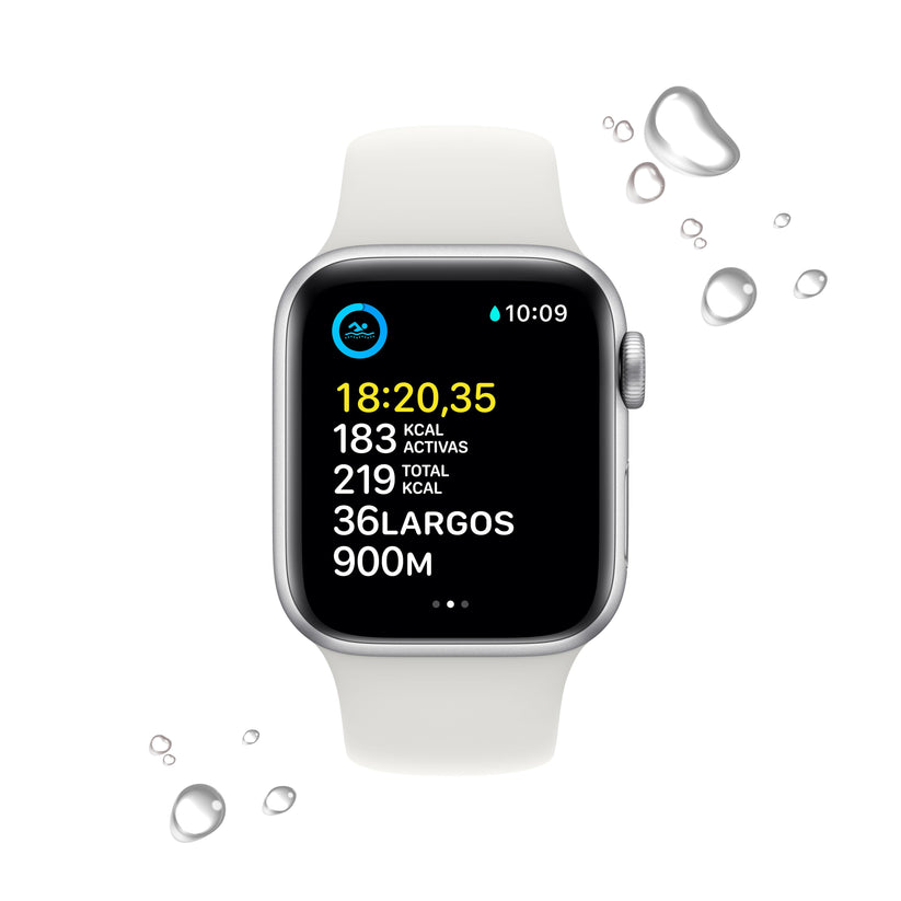 Apple Watch SE (GPS + Cellular) - Caja de aluminio en plata de 40 mm - Correa deportiva blanca - Talla única - Rossellimac