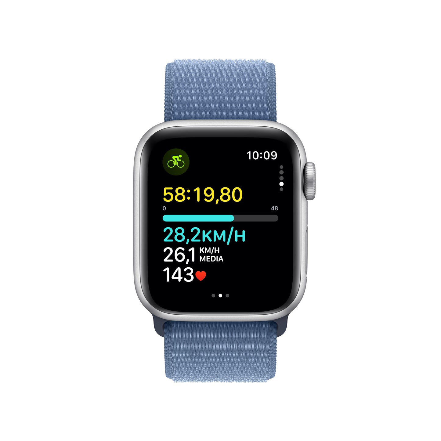 Apple Watch SE (GPS + Cellular) - Caja de aluminio en plata de 40 mm - Correa Loop deportiva azul invierno