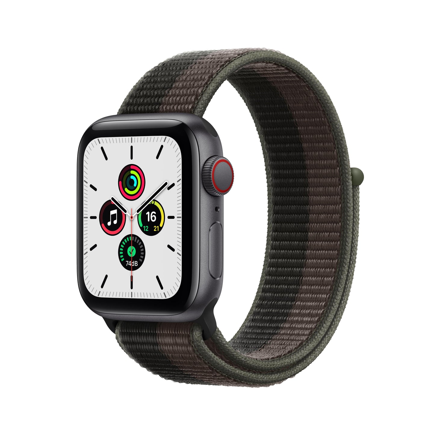 Apple Watch SE (GPS + Cellular) - Caja de aluminio en gris espacial de 40 mm - Correa Loop deportiva en color tornado/gris