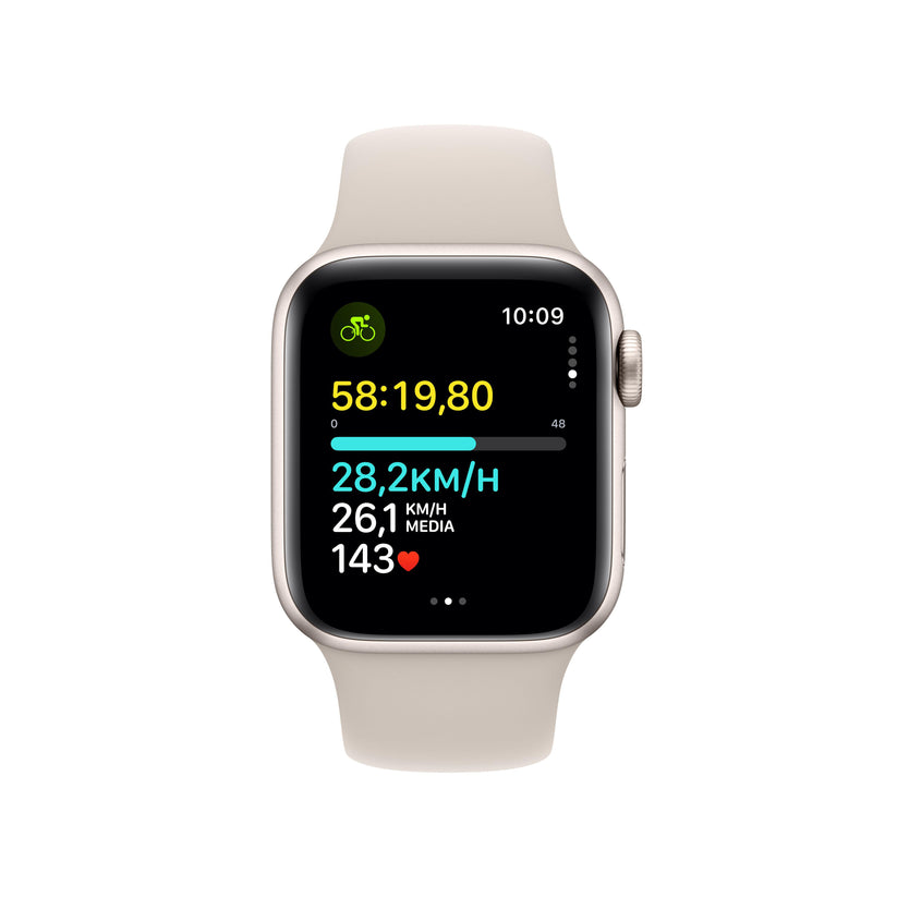 Apple Watch SE (GPS + Cellular) - Caja de aluminio en blanco estrella de 40 mm - Correa deportiva blanco estrella - Talla M/L - Rossellimac