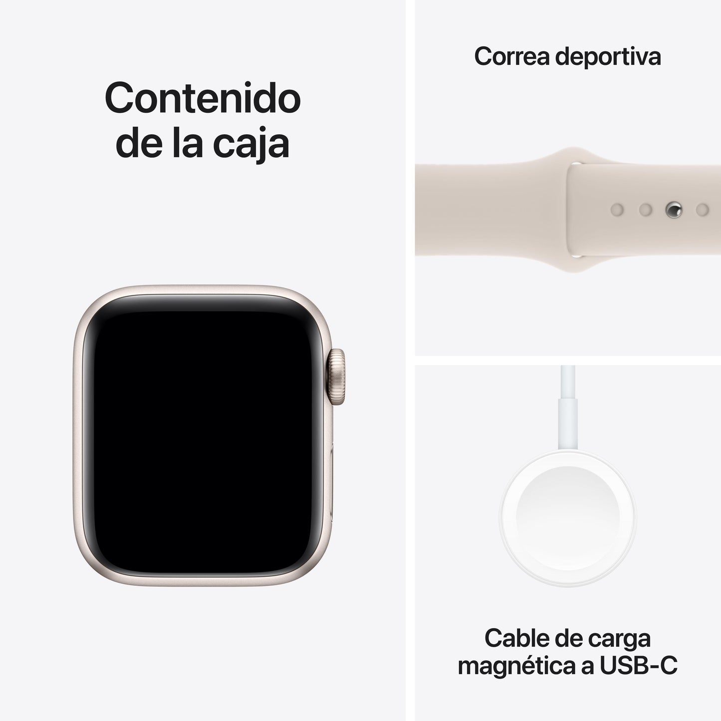 Apple Watch SE (GPS + Cellular) - Caja de aluminio en blanco estrella de 40 mm - Correa deportiva blanco estrella - Talla M/L - Rossellimac