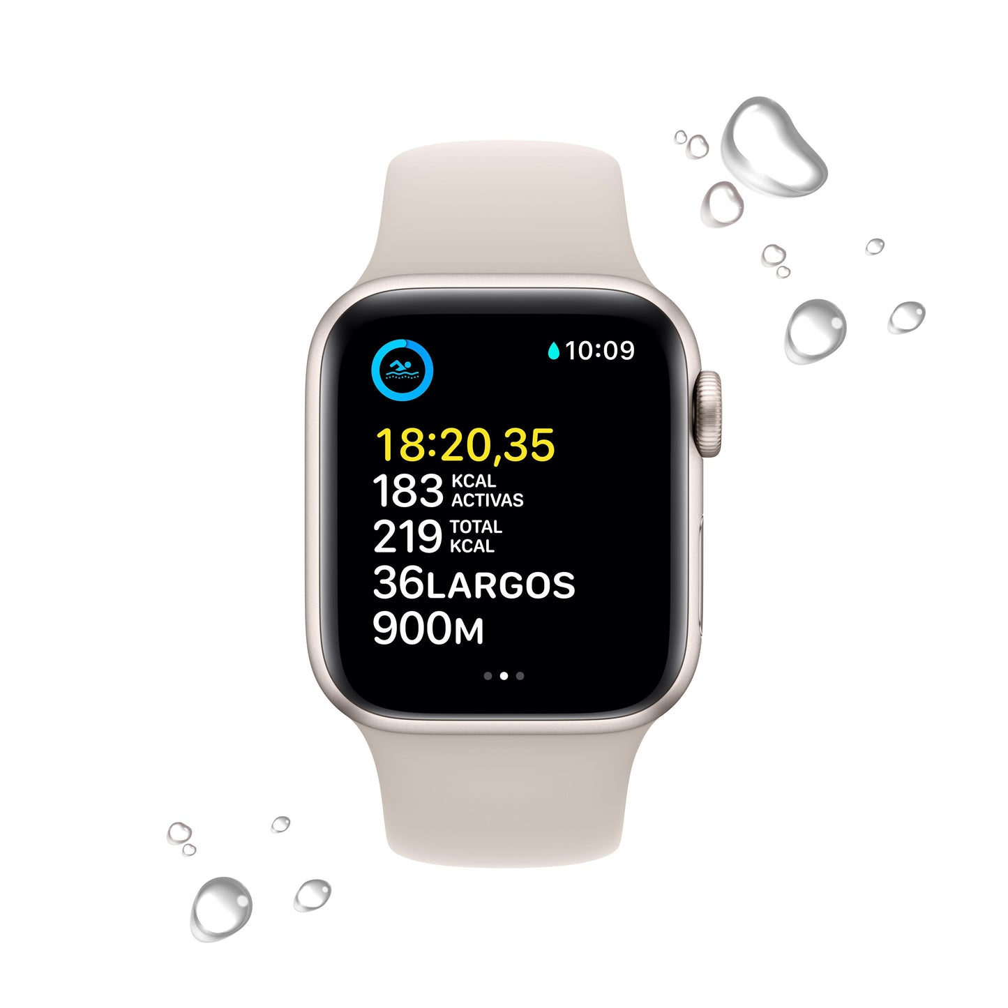 Apple Watch SE (GPS + Cellular) - Caja de aluminio en blanco estrella de 40 mm - Correa deportiva blanco estrella - Talla única - Rossellimac