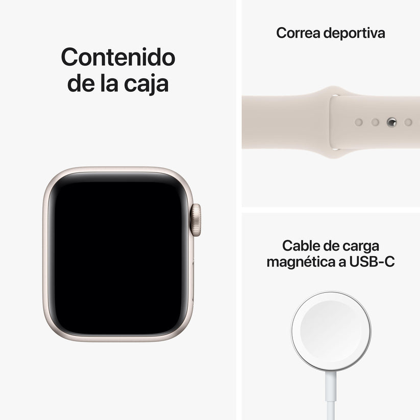 Apple Watch SE (GPS + Cellular) - Caja de aluminio en blanco estrella de 40 mm - Correa deportiva blanco estrella - Talla única - Rossellimac