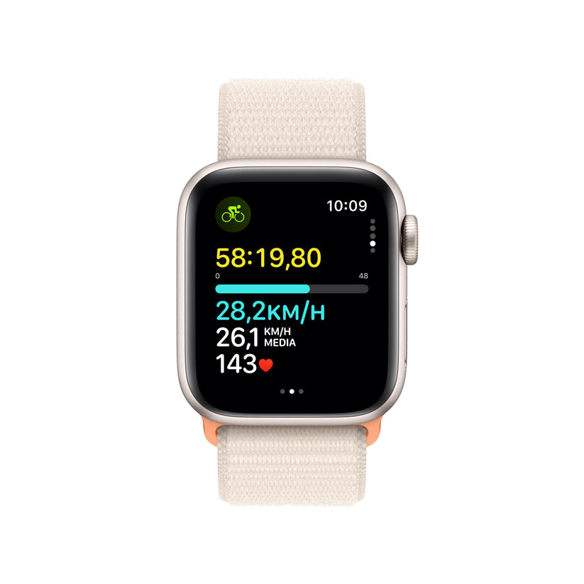 Apple Watch SE (GPS + Cellular) - Caja de aluminio en blanco estrella de 40 mm - Correa Loop deportiva blanco estrella - Rossellimac