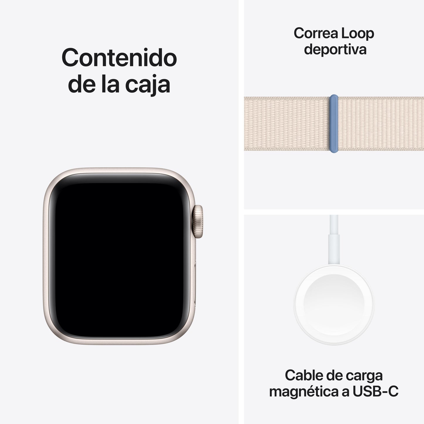 Apple Watch SE (GPS + Cellular) - Caja de aluminio en blanco estrella de 40 mm - Correa Loop deportiva blanco estrella - Rossellimac