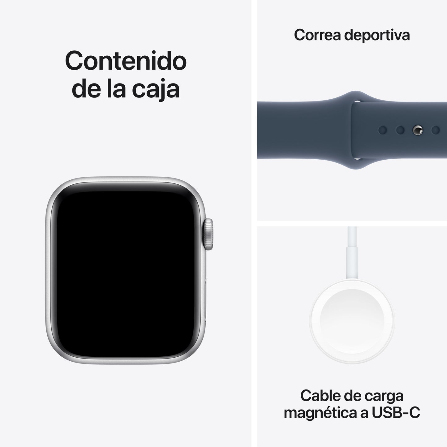 Apple Watch SE (GPS + Cellular) - Caja de aluminio en plata de 44 mm - Correa deportiva azul tempestad - Talla S/M