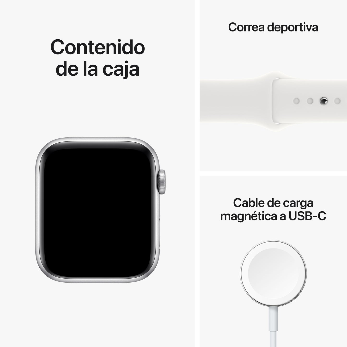 Apple Watch SE (GPS + Cellular) - Caja de aluminio en plata de 44 mm - Correa deportiva blanca - Talla única