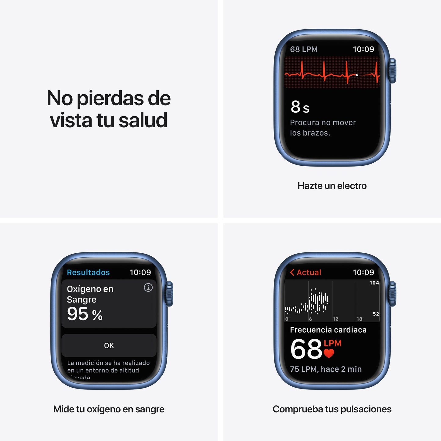 Apple Watch Series 7 (GPS) - Caja de aluminio en azul de 41 mm - Correa deportiva en color abismo - Talla única