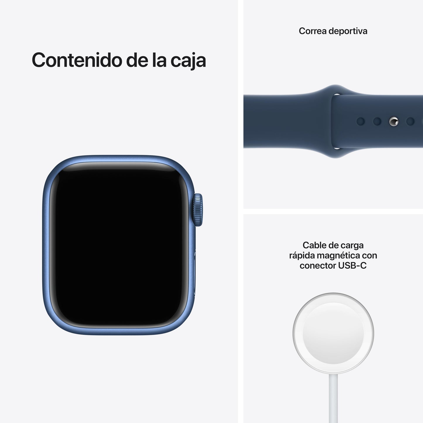 Apple Watch Series 7 (GPS) - Caja de aluminio en azul de 41 mm - Correa deportiva en color abismo - Talla única