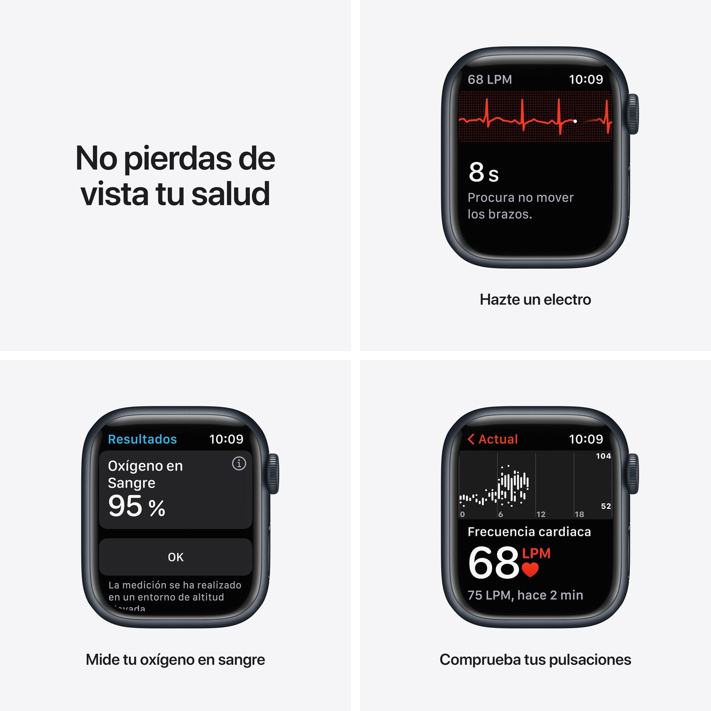 Apple Watch Series 7 (GPS) - Caja de aluminio en color medianoche de 41 mm - Correa deportiva en color medianoche - Talla única