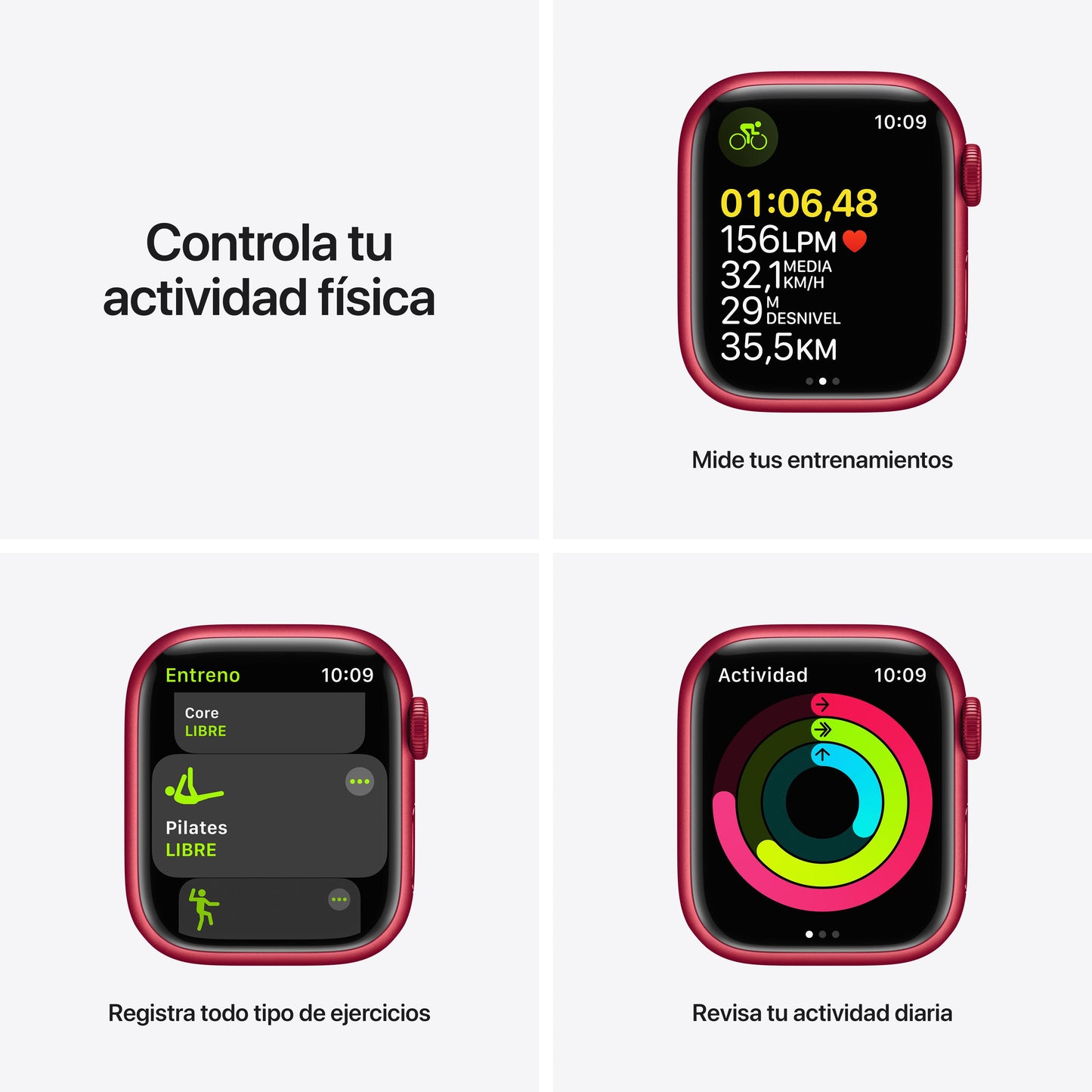 Apple Watch Series 7 (GPS) - Caja de aluminio (PRODUCT)RED de 41 mm - Correa deportiva (PRODUCT)RED - Talla única