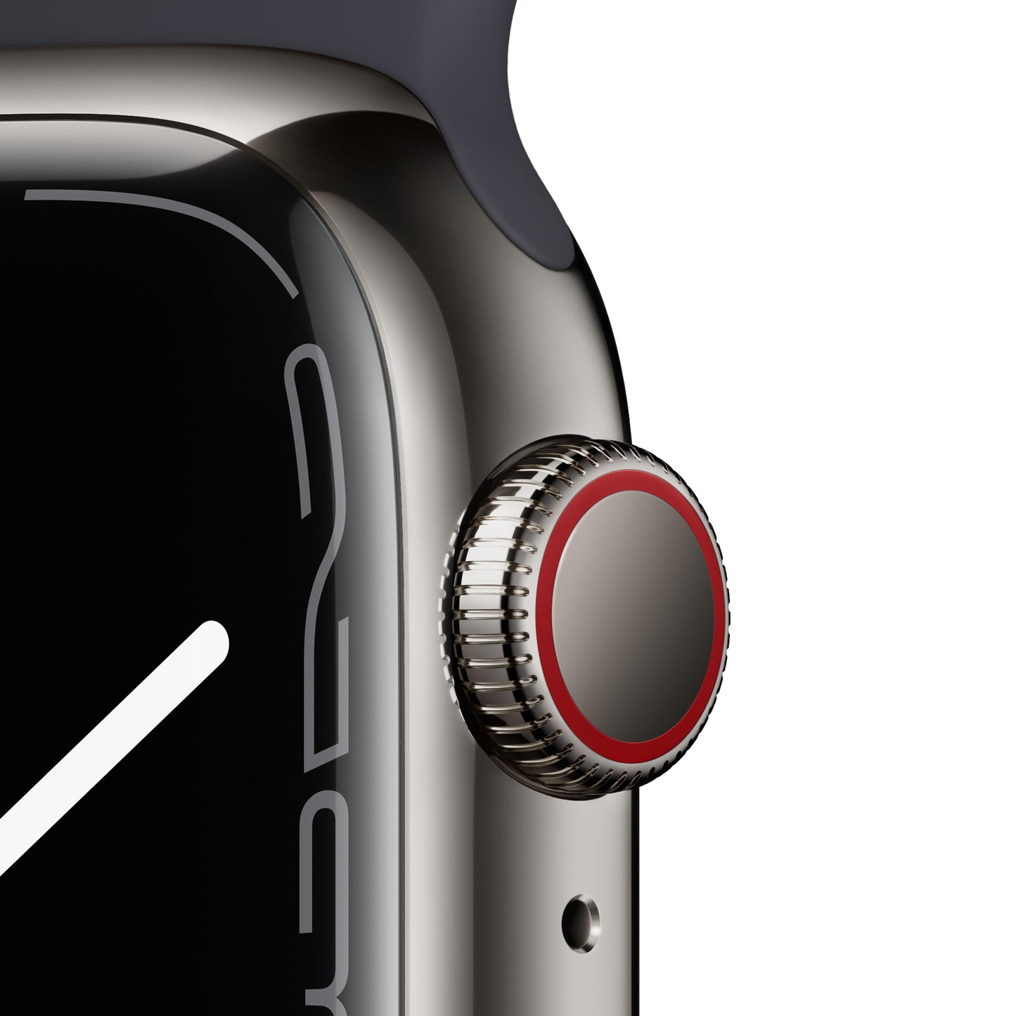 Apple Watch Series 7 (GPS + Cellular) - Caja de acero inoxidable en grafito de 41 mm - Correa deportiva en color medianoche - Talla única