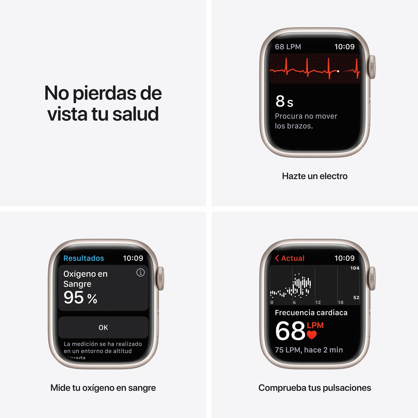 Apple Watch Nike Series 7 (GPS + Cellular) - Caja de aluminio en blanco estrella de 41 mm - Correa Nike Sport platino puro/negra - Talla única