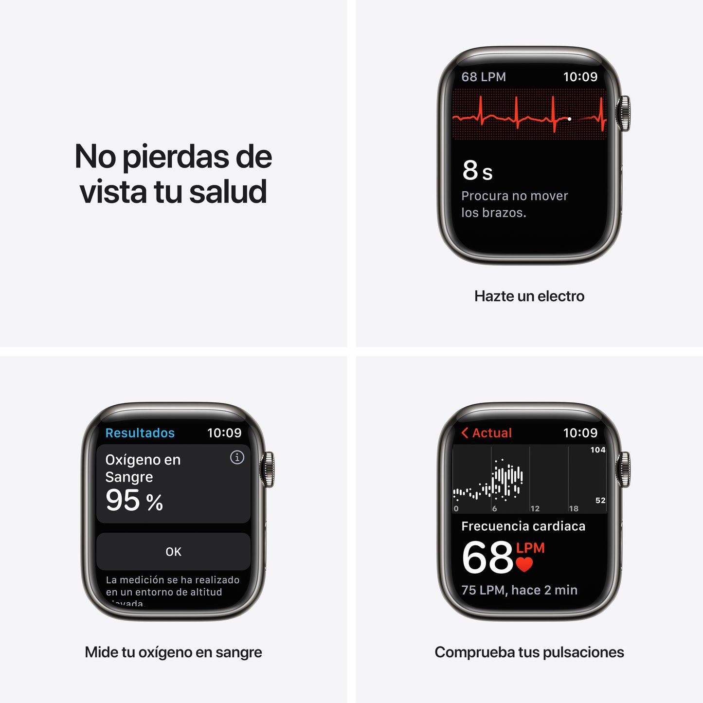 Apple Watch Series 7 (GPS + Cellular) - Caja de acero inoxidable en grafito de 45 mm - Correa deportiva en color abismo - Talla única
