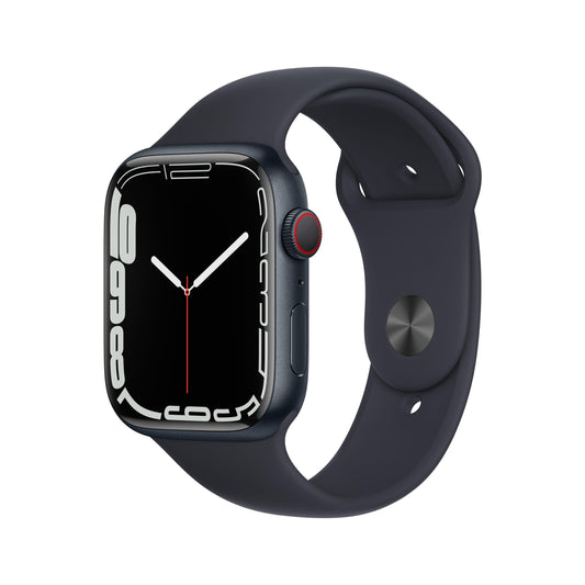 Apple Watch Series 7 (GPS + Cellular) - Caja de aluminio en color medianoche de 45 mm - Correa deportiva en color medianoche - Talla única