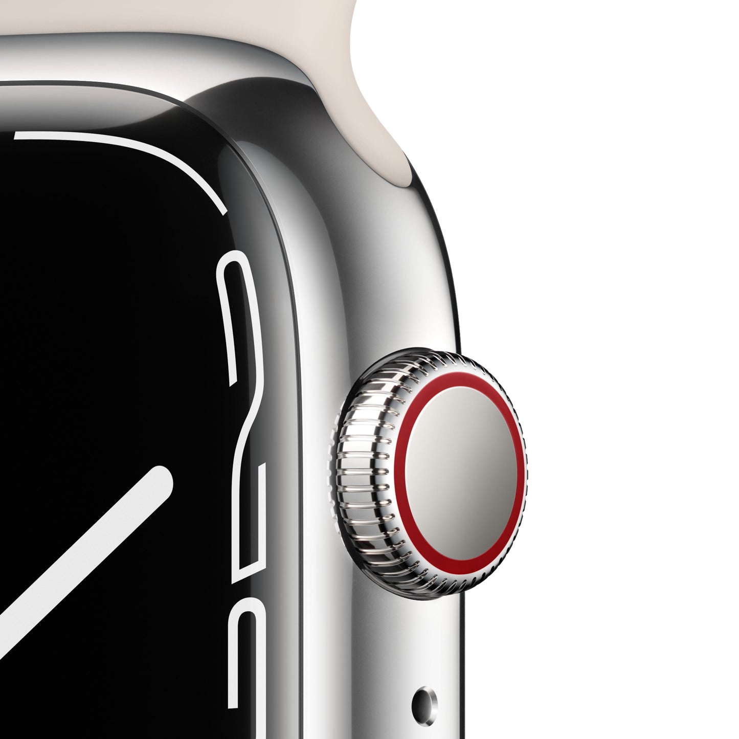 Apple Watch Series 7 (GPS + Cellular) - Caja de acero inoxidable en plata de 45 mm - Correa deportiva blanco estrella - Talla única