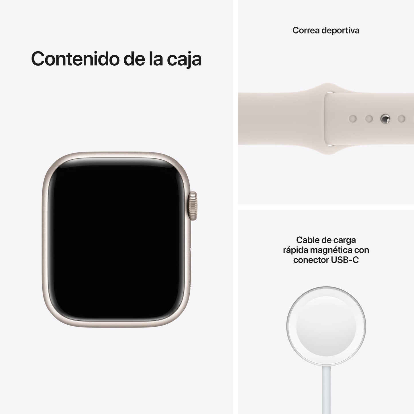 Apple Watch Series 7 (GPS + Cellular) - Caja de aluminio en blanco estrella de 45 mm - Correa deportiva blanco estrella - Talla única