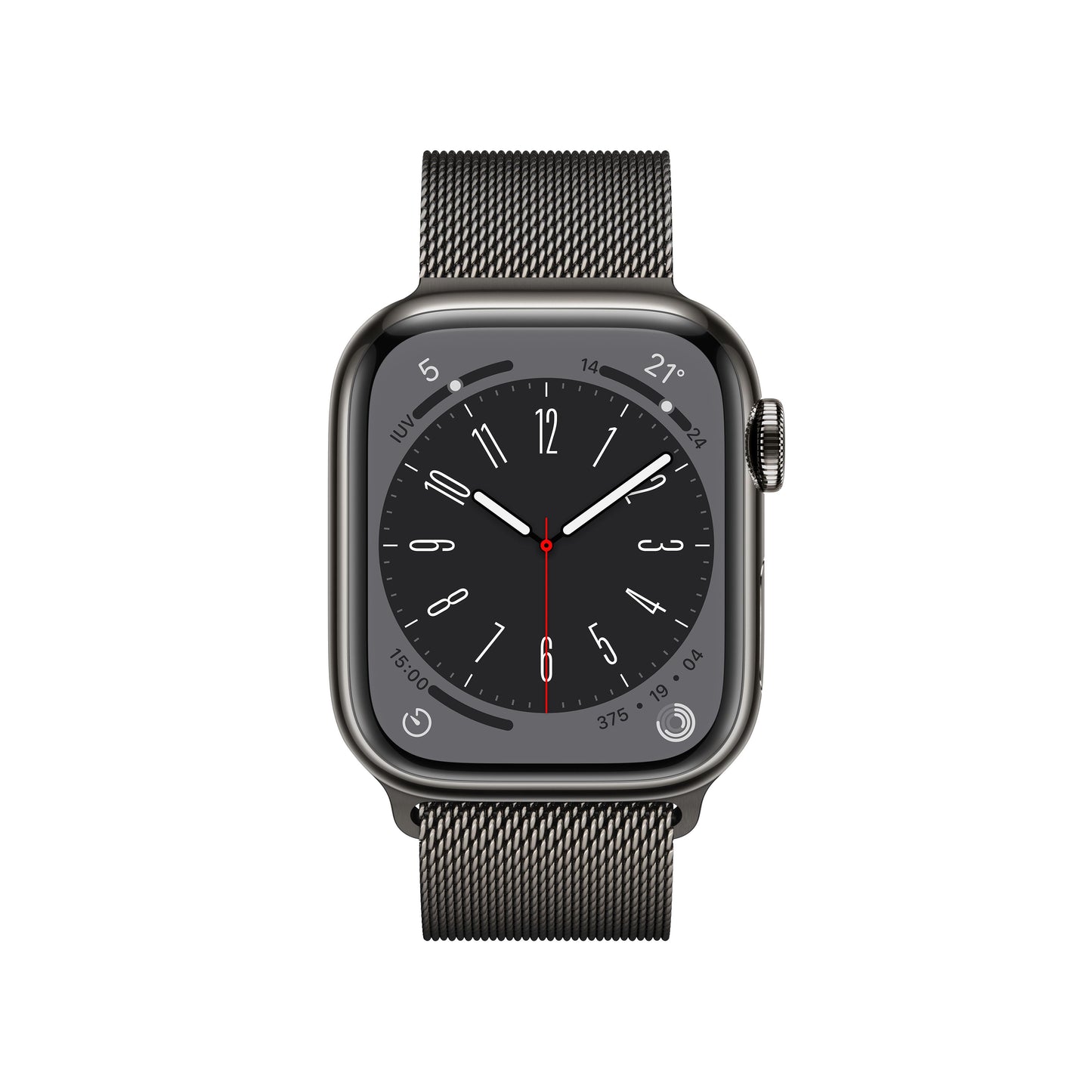 Apple Watch Series 8 (GPS + Cellular) - Caja de acero inoxidable en grafito de 41 mm - Pulsera Milanese Loop en grafito