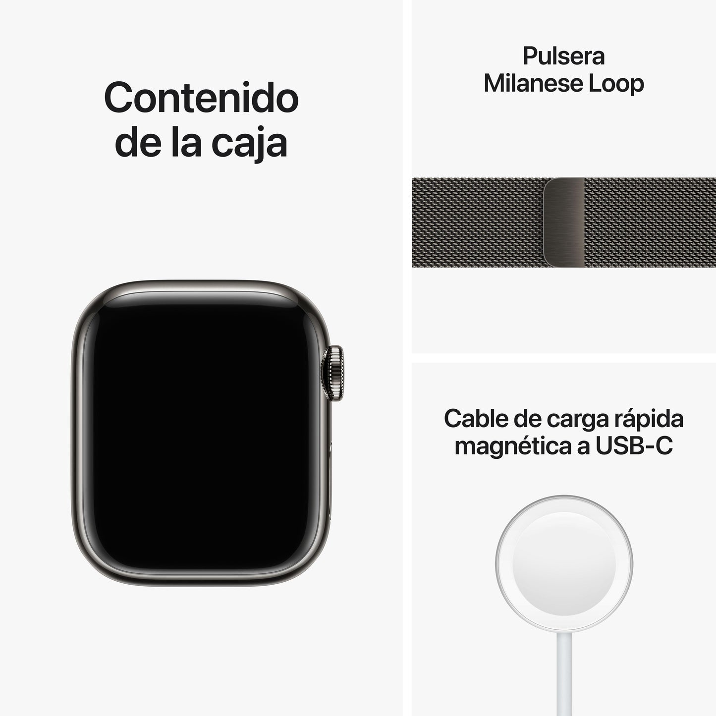 Apple Watch Series 8 (GPS + Cellular) - Caja de acero inoxidable en grafito de 41 mm - Pulsera Milanese Loop en grafito