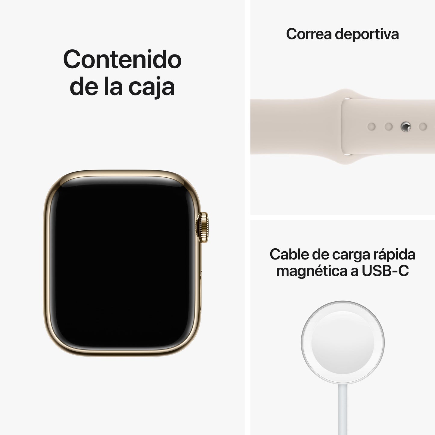 Apple Watch Series 8 (GPS + Cellular) - Caja de acero inoxidable en oro de 45 mm - Correa deportiva blanco estrella - Talla única