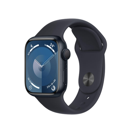 Apple Watch Series 9 (GPS) - Caja de aluminio en color medianoche de 41 mm - Correa deportiva color medianoche - Talla M/L