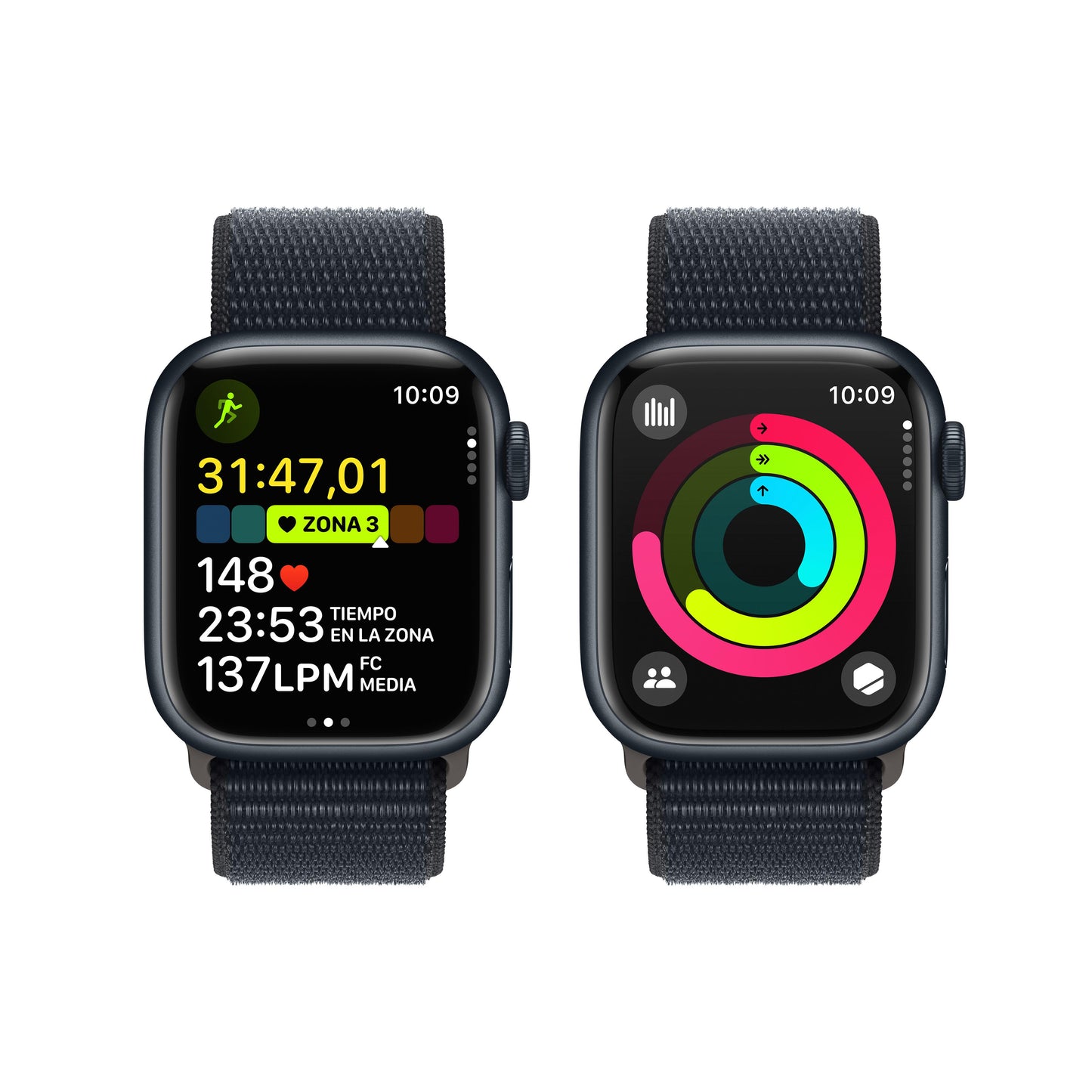 Apple Watch Series 9 (GPS) - Caja de aluminio en color medianoche de 41 mm - Correa Loop deportiva color medianoche