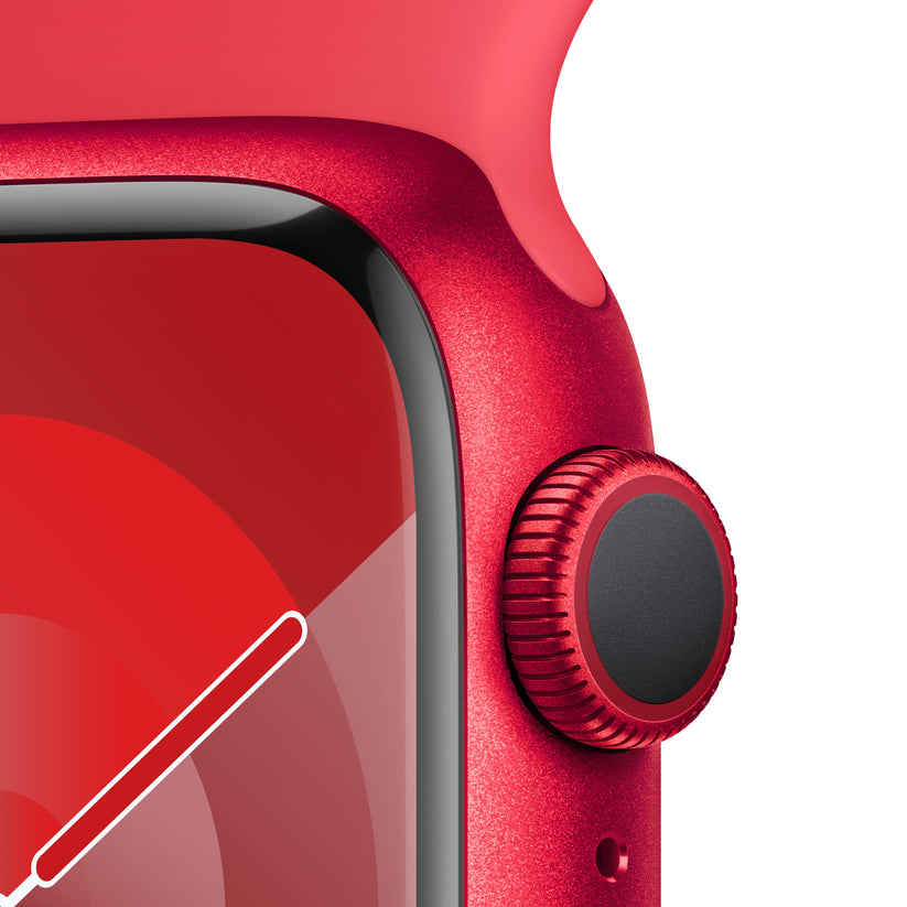 Apple Watch Series 9 (GPS) - Caja de aluminio (PRODUCT)RED de 41 mm - Correa deportiva (PRODUCT)RED - Talla M/L - Rossellimac