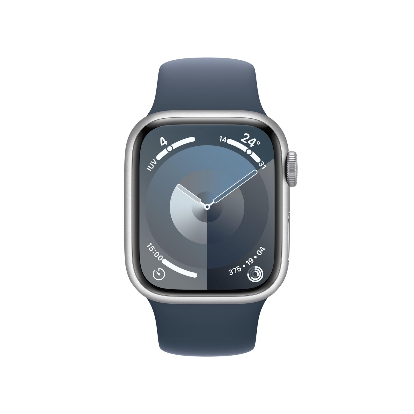 Apple Watch Series 9 (GPS) - Caja de aluminio en plata de 41 mm - Correa deportiva azul tempestad - Talla M/L - Rossellimac