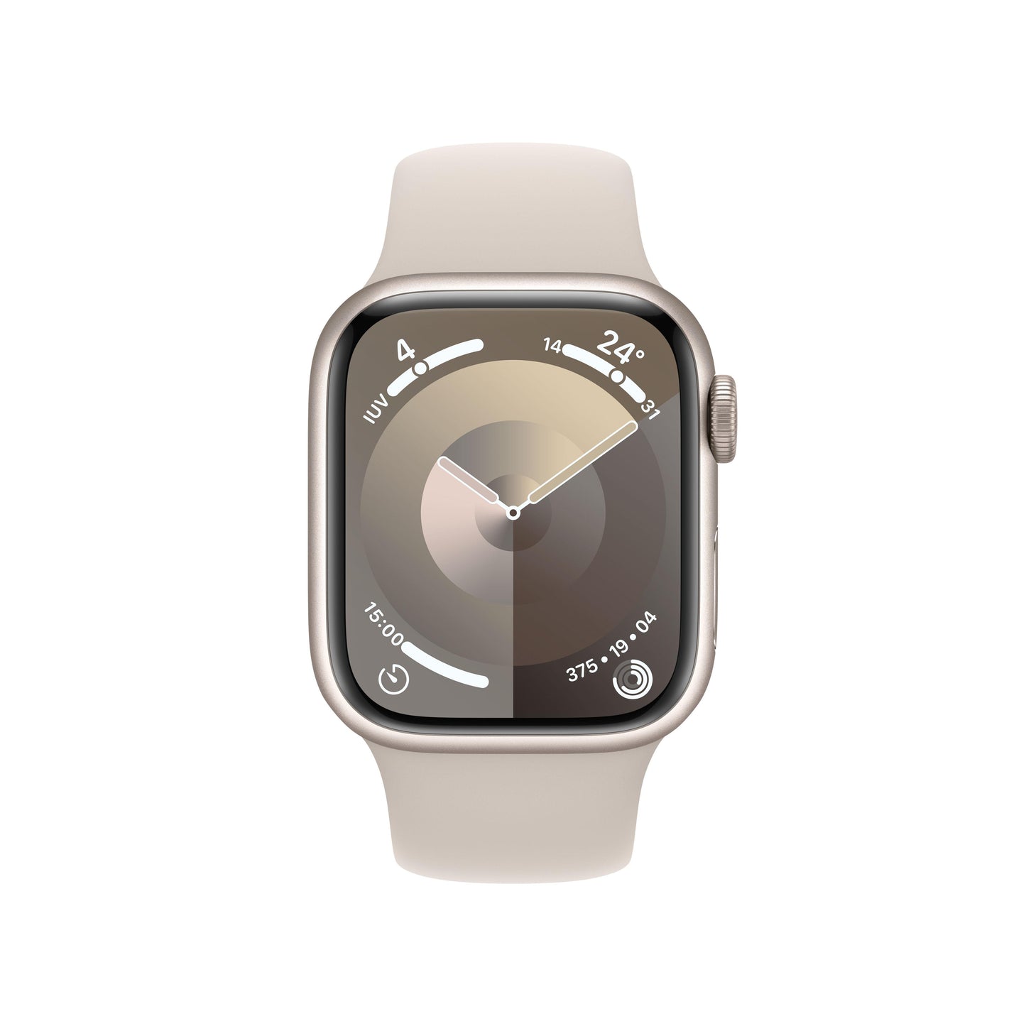 Apple Watch Series 9 (GPS) - Caja de aluminio en blanco estrella de 41 mm - Correa deportiva blanco estrella - Talla M/L