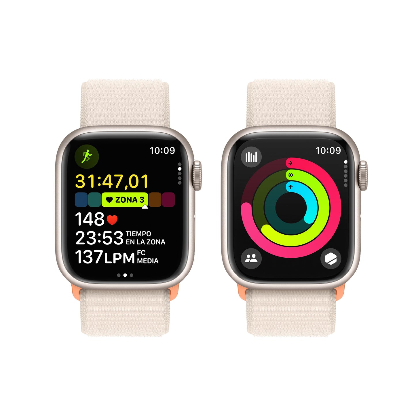 Apple Watch Series 9 (GPS) - Caja de aluminio en blanco estrella de 41 mm - Correa Loop deportiva blanco estrella