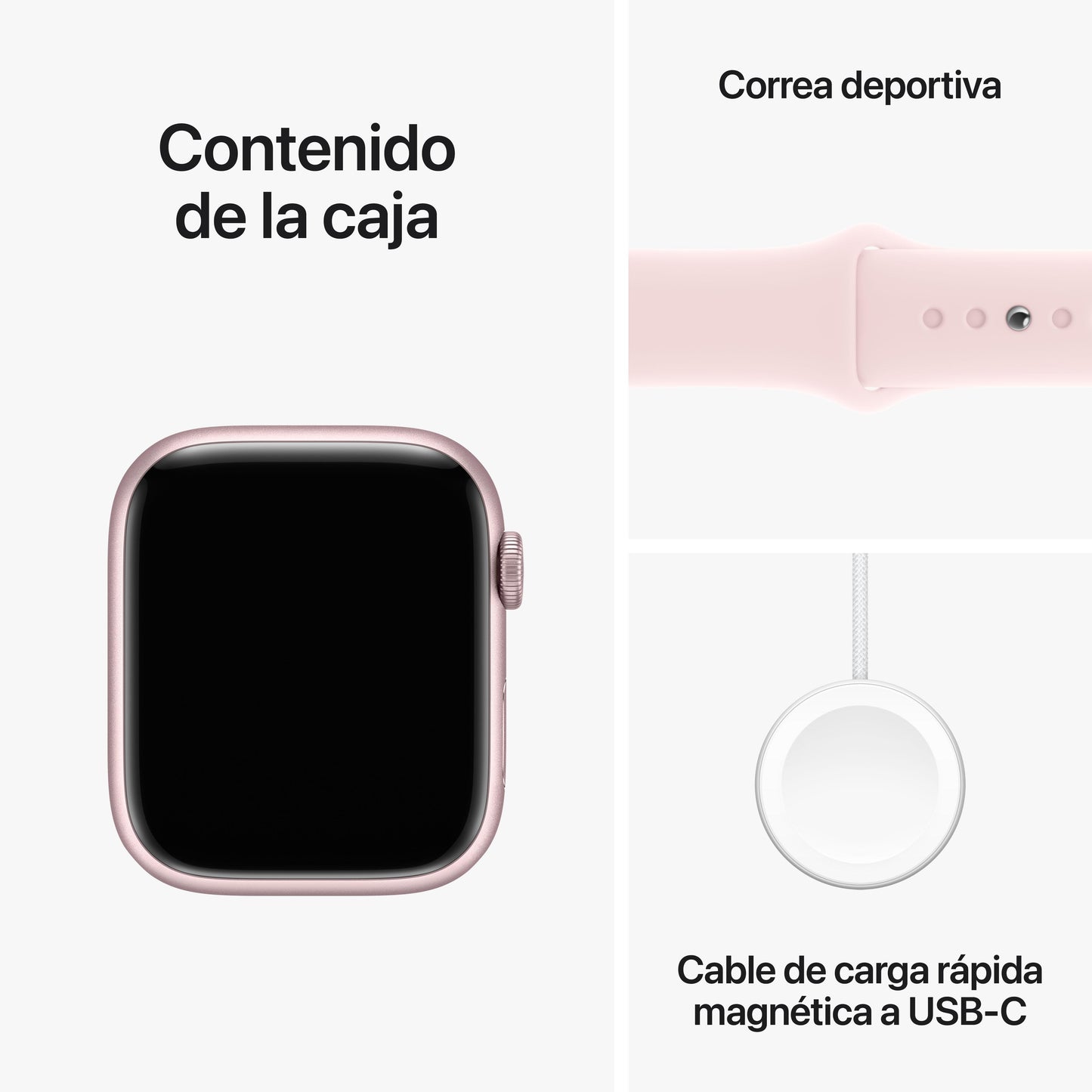 Apple Watch Series 9 (GPS) - Caja de aluminio en rosa de 45 mm - Correa deportiva rosa claro - Talla S/M