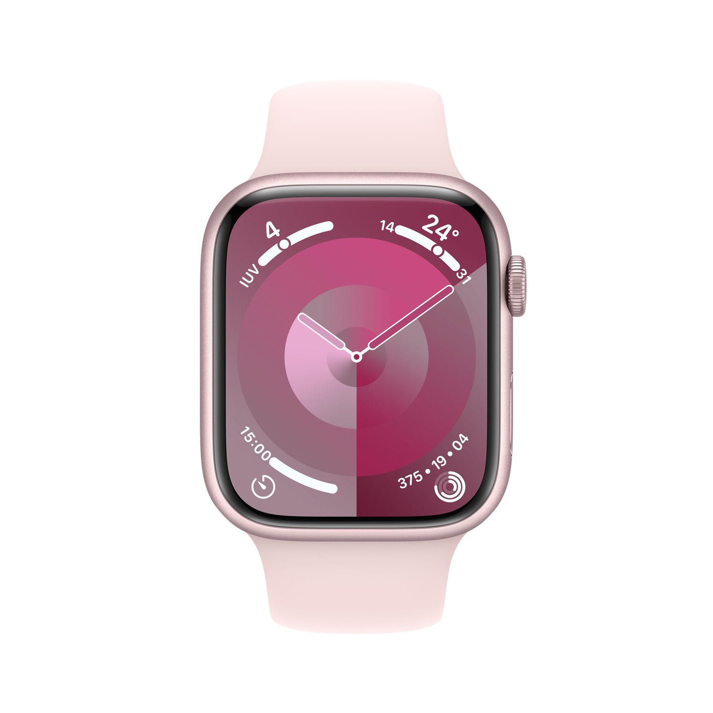 Apple Watch Series 9 (GPS) - Caja de aluminio en rosa de 45 mm - Correa deportiva rosa claro - Talla M/L - Rossellimac