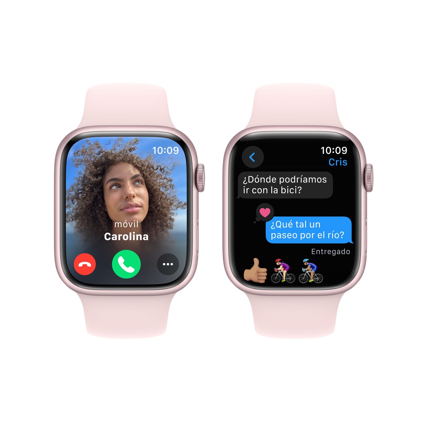 Apple Watch Series 9 (GPS) - Caja de aluminio en rosa de 45 mm - Correa deportiva rosa claro - Talla S/M - Rossellimac