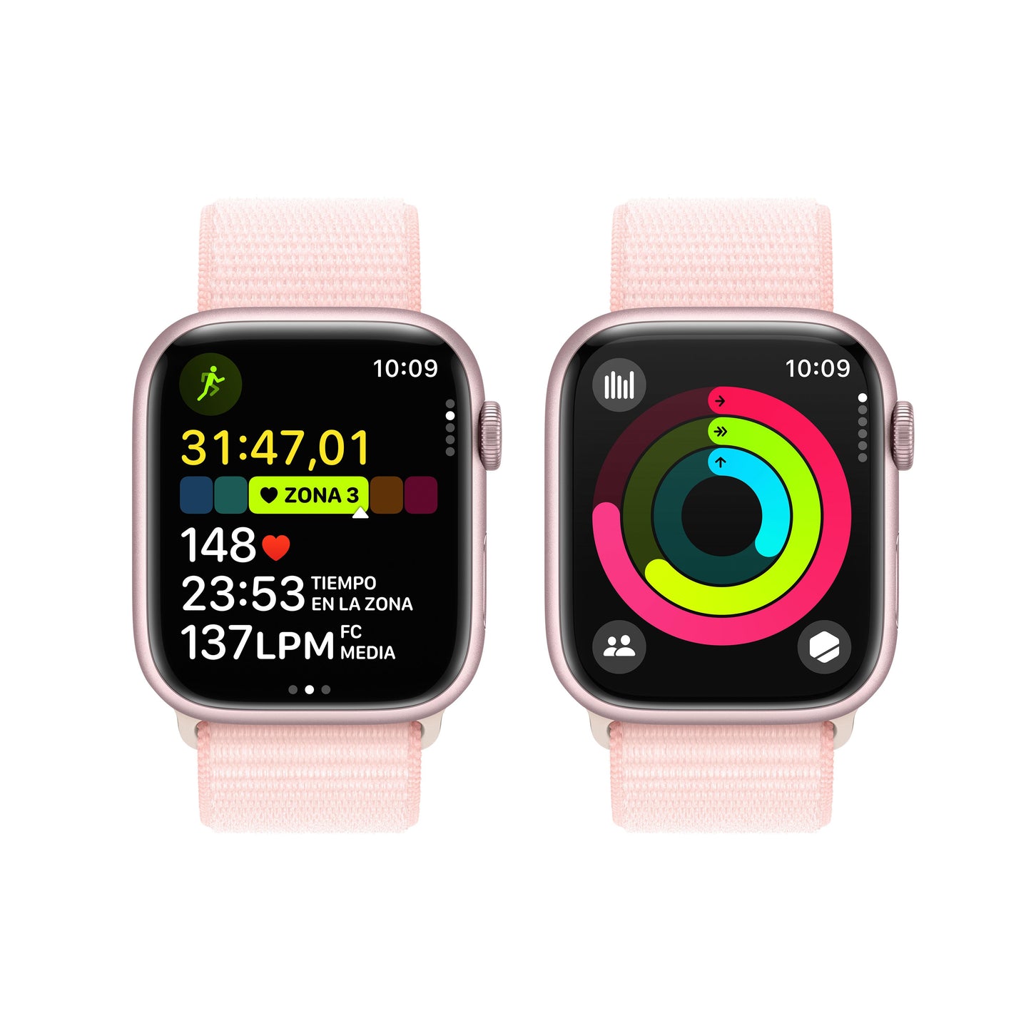 Apple Watch Series 9 (GPS) - Caja de aluminio en rosa de 45 mm - Correa Loop deportiva rosa claro