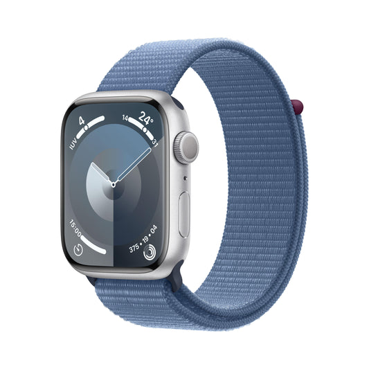 Apple Watch Series 9 (GPS) - Caja de aluminio en plata de 45 mm - Correa Loop deportiva azul invierno