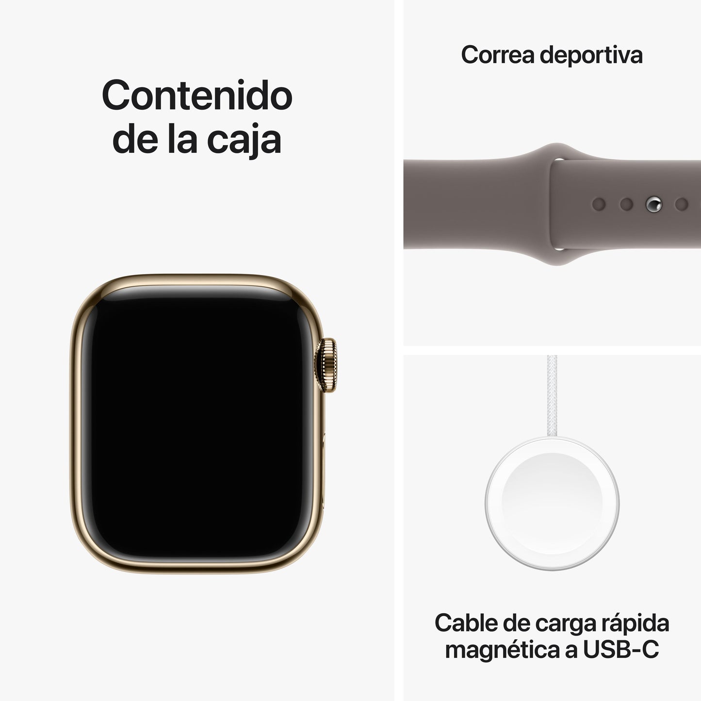 Apple Watch Series 9 (GPS + Cellular) - Caja de acero inoxidable en oro de 41 mm - Correa deportiva color arcilla - Talla S/M - Rossellimac