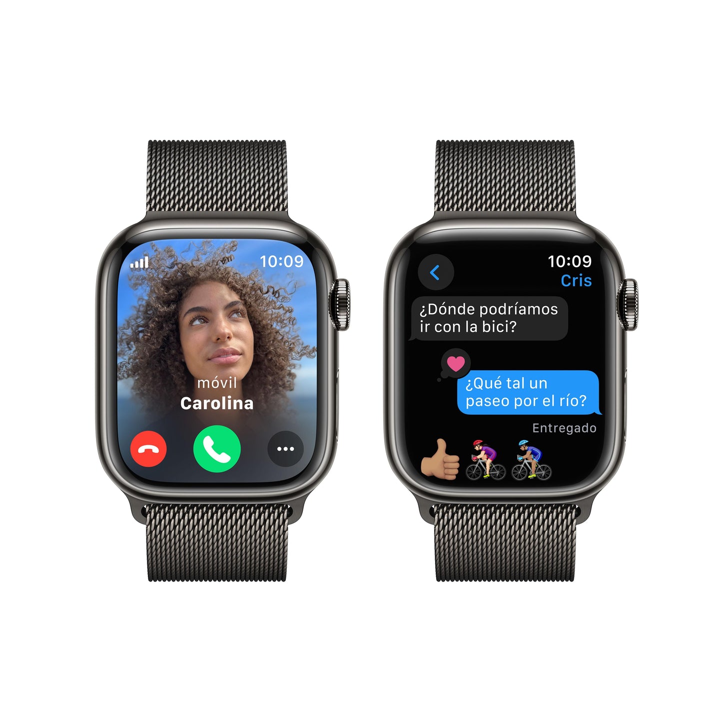 Apple Watch Series 9 (GPS + Cellular) - Caja de acero inoxidable en grafito de 41 mm - Pulsera Milanese Loop en grafito - Rossellimac