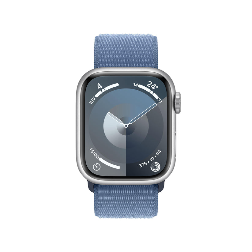 Apple Watch Series 9 (GPS + Cellular) - Caja de aluminio en plata de 41 mm - Correa Loop deportiva azul invierno - Rossellimac