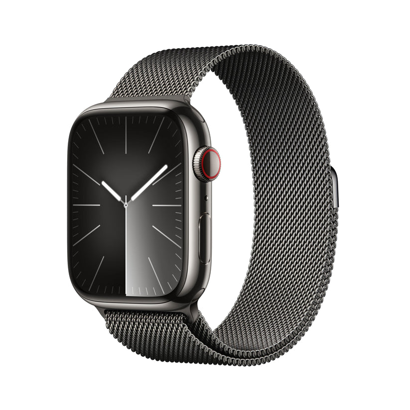 Apple Watch Series 9 (GPS + Cellular) - Caja de acero inoxidable en grafito de 45 mm - Pulsera Milanese Loop en grafito - Rossellimac